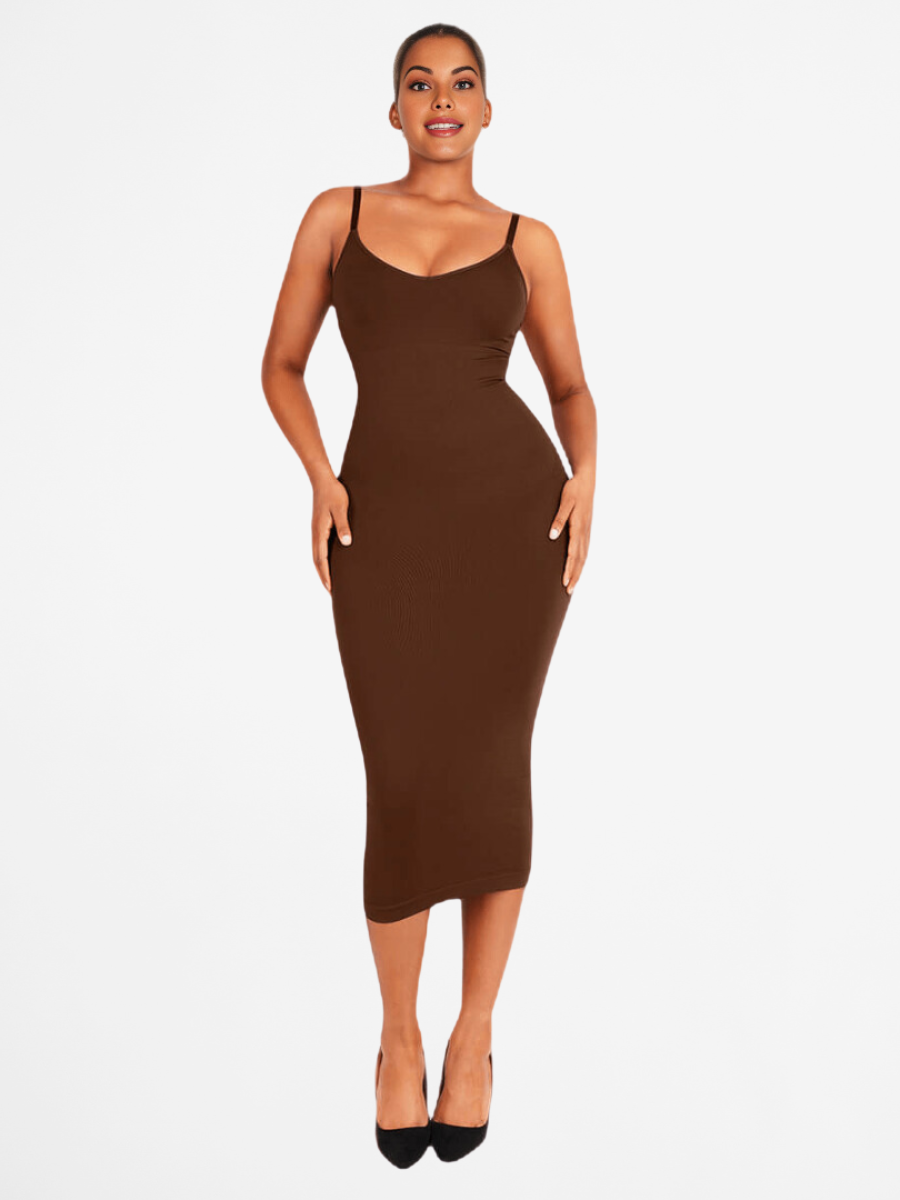 CRYSTAL - Shaping Dress - CARAMEL / XS/S - CURV QUEEN